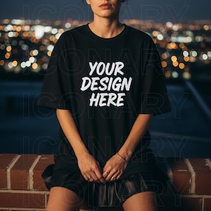 Black Comfort Colors 1717 Mockup C1717 Lifestyle Mock Tshirt Streetwear Mockup Pinterest Aesthetic Influencer Mockup Trendy Y2k Summer Shirt