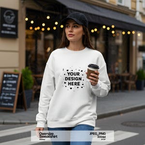 OVERSIZED WHITE Sweatshirt Mockup, Gildan 18000 White Mockup | Gildan White Sweatshirt Mockup | G18 White Sweatshirt Mockup, Trendy Mockup