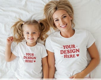 Mamma och jag-modell vit t-shirt-modell svart modell-modell realistisk boho-modell mamma och jag-t-shirt-modell mors dag alla hjärtans dag-modeller