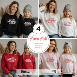 MOMMY AND ME Gildan 18000 Sweatshirt Mockup Bundle, Gildan 18000 Mommy And Daughter, Mommy & Me Mock Up, Family Mock, 18000B Crewneck Kids