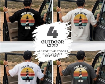 Bundle Back Comfort Colors 1717 Mockup Bundle Men Tshirt, POD Urban Young Man Shirt Summer Tee, Male Model Mock Up Print On Demand Tattooed