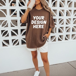 Espresso Comfort Colors 1717 Mockup C1717 Lifestyle Mock Tshirt Streetwear Mockup Pinterest Aesthetic Influencer Mockup Trendy Y2k Western