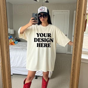Ivory Comfort Colors 1717 Mockup C1717 Lifestyle Mock Tshirt Streetwear Mockup Pinterest Aesthetic Influencer Mockup Trendy Y2k Summer Shirt