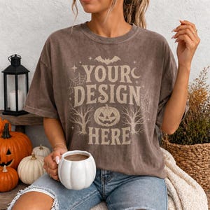 Espresso Comfort Colors 1717 Tshirt Mockup Halloween C1717 Fall Lifestyle Mock Up Streetwear Pinterest Aesthetic Influencer Trendy Y2k Shirt
