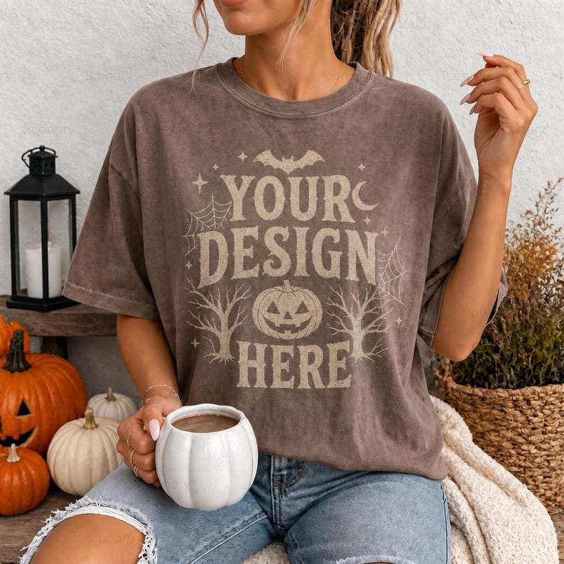 Espresso Comfort Colors 1717 Tshirt Mockup Halloween C1717 Fall Lifestyle Mock Up Streetwear Pinterest Aesthetic Influencer Trendy Y2k Shirt