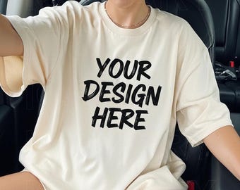 Ivory Comfort Colors C1717 Mockup, Comfort Colors Mockup, Oversized Tshirt Mockup, Ivory Shirt Mockup, Trendy Mock, Selfie Mockup, Boho Mock