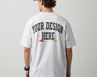 ホワイト コンフォートカラーズ 1717 モックアップ | メンズ バックTシャツ モックアップ | 男性モデル モック | C1717 ホワイト モックアップ | コンフォートカラーズ バックホワイト モックアップ