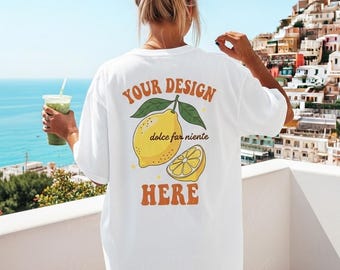 Comfort Colors 1717 Back White T-Shirt Mockup, Back c1717 Shirt Mock-up, Summer Woman's C1717 Mockup, Trendy White Tee Mockups