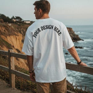 WHITE Comfort Colors 1717 Mockup Men's Back T-shirt Mockup Tattoed Man Model Mock C1717 White Mockup Comfort Colors Back White Mockup Street