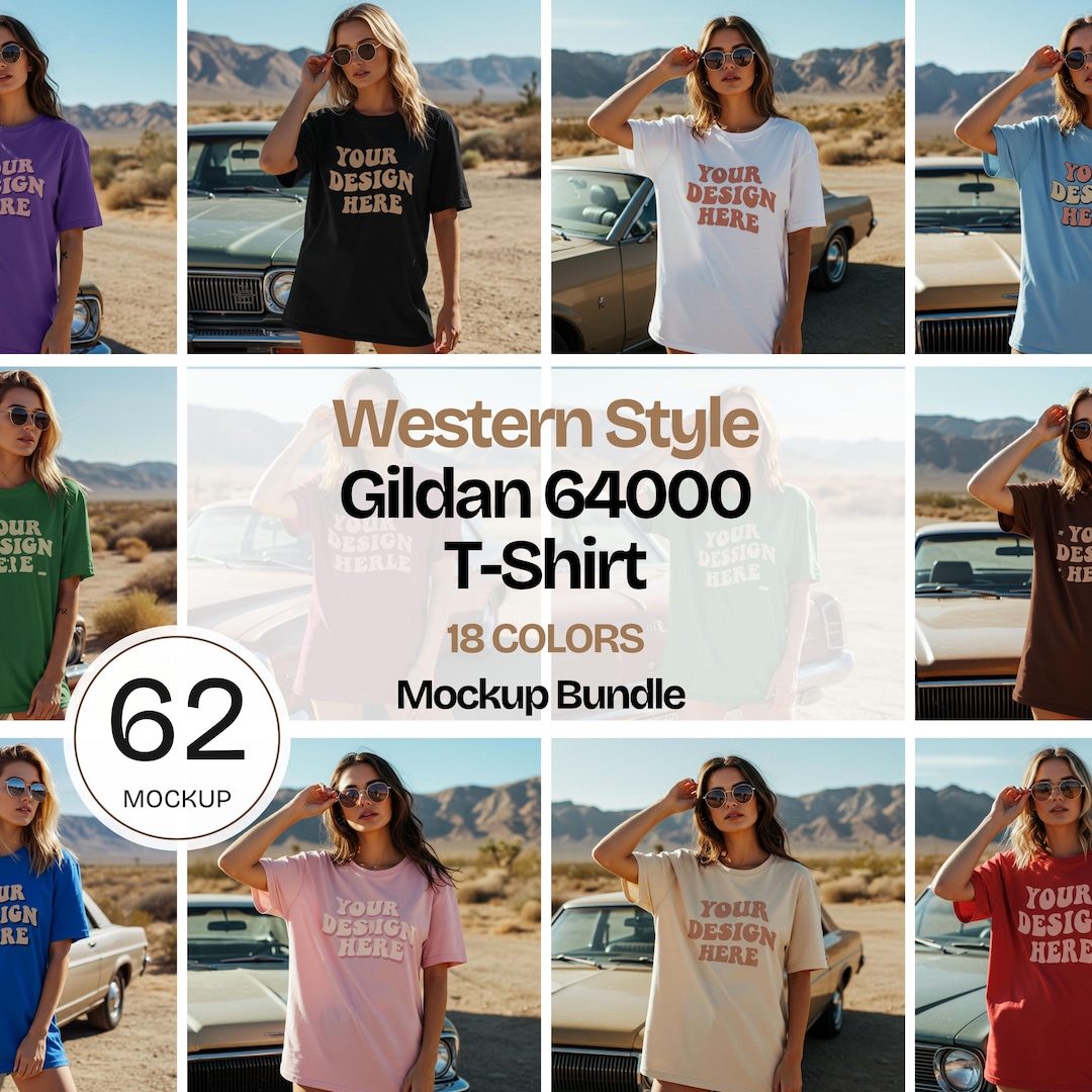 Gildan 64000 Bundle Mockup G64000 Bundle T-shirt Mock-up Western 64000 ...