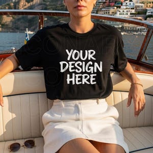 Comfort Colors C1717 Black Shirt Mockup, Summer Beach Mockup, CC1717 Black T-Shirt Mockup, Graphic Tee Mockup, Black Shirt Mockup, Digital
