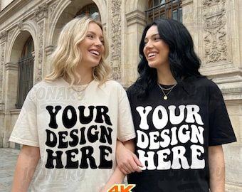 Paar comfortkleuren C1717 Ivoorzwart mockup C1717 Stelmockup C1717 Mockup Bach Mockup Shirt Cottagecore Wine House-mockup Groepsmodel