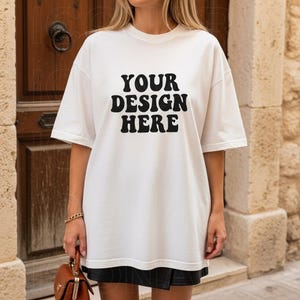 White Comfort Colors 1717 TShirt Mockup, C1717 White T-Shirt Mock-up, Trendy Y2K Woman Shirt Mockup, Lifestyle Tee Mockup Streetwear Mockup