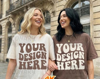 Mockup Bachelorette Comfort Colors C1717, Mockup Two People Ivory Espresso 1717 Mockup Two Shirt CC1717 Mockup Bach Friends Mock
