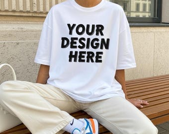 White Comfort Colors 1717 TShirt Mockup, C1717 White T-Shirt Mock-up, Trendy Y2K Woman Shirt Mockup, Lifestyle Tee Mockup Streetwear Mockup