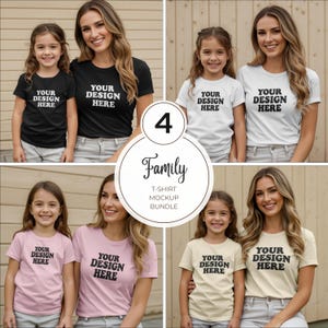 Mom and Me Shirt Mockup Bundle, Mommy and Me Mockup Bundle, White Bella Canvas 3001 Matching Tshirts Mockup, Mother Daughter T-Shirt Mockup
