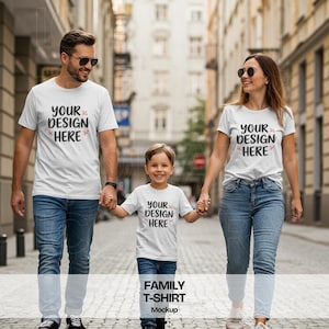 Family shirt mockup group tshirts mockup multiple white tshirts mockup white tees mockup Bella Canvas 3001 t-shirt mockup family shirts mock