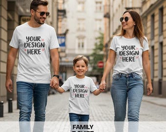Familieshirt mockup groepst-shirts mockup meerdere witte t-shirts mockup witte T-shirts mockup Bella Canvas 3001 t-shirt mockup familieshirts mockup