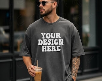 Mockup Comfort Colors C1717, Mockup di camicia Pepper, Modello Pepper 1717, Mockup di modello maschile, Mockup di camicia da uomo, Mockup di maglietta, Mockup di Pepper