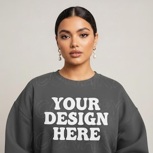 Gildan 18000 Mockup Gildan Grey Sweatshirt Mockup Sweatshirt Model Mockup Gildan Heathered Charcoal 18000 Studio Mockup Charcoal Gray Mockup