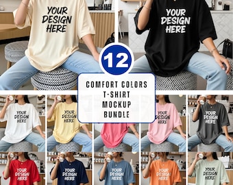 Comfort Colors 1717 T-Shirt Mockup Bundle, 12 Summer Lifestyle Colors (Digital Download)
