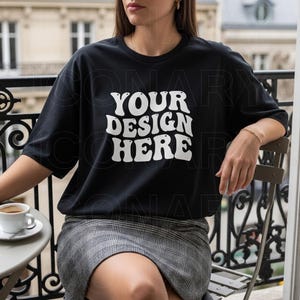 Comfort Colors C1717 Black Shirt Mockup, Summer Beach Mockup, CC1717 Black T-Shirt Mockup, Graphic Tee Mockup, Black Shirt Mockup, Digital