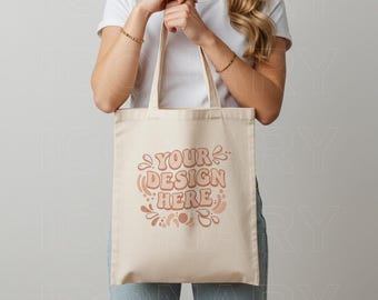 Mockup canvas draagtas Katoenen draagtas Mock-up winkeltas Mock-up winkeltas Mock-up natuurlijke boodschappentas Print-on-demand digitaal mock-up