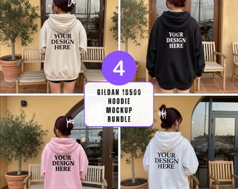 Gildan 18500 Mockup Bundle Hoodie Sweatshirt Gildan Mockup Hooded Sweater Mockup From Back Shirt Gildan 18500 Mockup Girl Fun Lifestyle