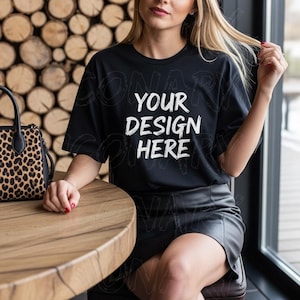Black Comfort Colors 1717 Mockup, Black T-shirt Mockup, Black Comfort Colors 1717 Model Mockup, Black Shirt Mockup, POD Comfort Colors 1717