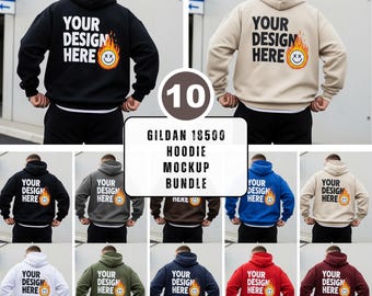 Gildan 18500 Mockup BUNDLE Male, Back Hoodie Mockup, Hoodie Mock Ups for Men Hooded Sweatshirt Outdoor Street Hoodie Mock-up, Gildan Mockup