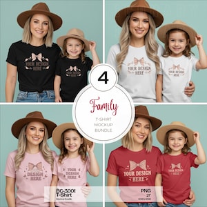 Mom and Me Shirt Mockup Bundle, Mommy and Me Mockup Bundle, White Bella Canvas 3001 Matching Tshirts Mockup, Mother Daughter T-Shirt Mockup
