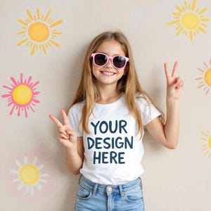 Bella Canvas 3001Y White Mockup Kids Tshirt Mock up Youth T-shirt Mock-up BC 3001Y Youth Mocks T-Child T-Shirt Model Mockups