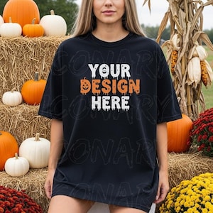 Comfort Colors C1717 Mockup, Halloween Mockup Shirt, Black Shirt Mockup, 1717 Black Mockup, Model Mockup, 1717 Halloween Mockup, Oversized