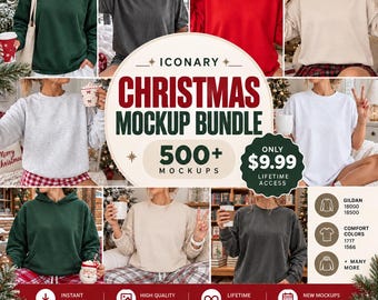 500+ Ultimate Christmas Mockup Bundle:  Christmas T-Shirt Sweatshirt Mockup Bundle, Winter Holiday Mockup Pack 18000 18500 C1717 C1566 &MORE