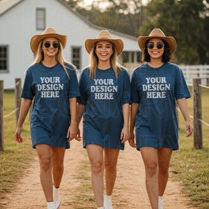 デニムカウガールグループTシャツモックアップ コンフォートカラーC1717モックアップ C1717モックアップ バチェロレッテシャツモックアップ ベストフレンズモックアップ カウボーイ