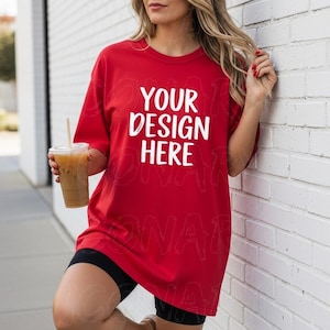Red Comfort Colors C1717 Mockup C1717 Red Shirt Mockup C1717 Red Mockup Trendy Shirt Mockup C1717 Mockup Red Lifestyle Mockup Red Shirt Mock