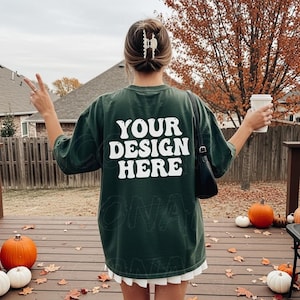 Halloween Gildan Mockup Forest Green Shirt mockup Gildan 5000 Mockup Gildan Green tshirt Back of shirt Mockup Oversized mockup Forest Gildan