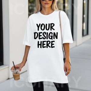 Comfort Colors C1717 White Shirt Mockup, CC1717 White T-Shirt Mockup, Graphic Tee Mockup, White Shirt Mockup, Woman Model Street Style Mock