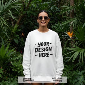 OVERSIZED WHITE Sweatshirt Mockup, Gildan 18000 White Mockup | Gildan White Sweatshirt Mockup | G18 White Sweatshirt Mockup, Trendy Mockup