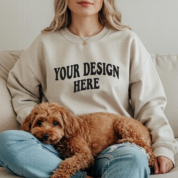 Gildan 18000 Sand Mockup, Dog TShirt Mockup, Mockup With Dogs, Pet Shirt Mock Up, Gildan 18000 Mockup Sand, 18000 Sand Mockup, Pet Mockup