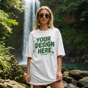 Summer Comfort Colors C1717 White TShirt Mockup, Beach Boho C1717 White Shirt Mock-up, White Tee Mockups, Trendy Woman&#39;s T-Shirt Mockup