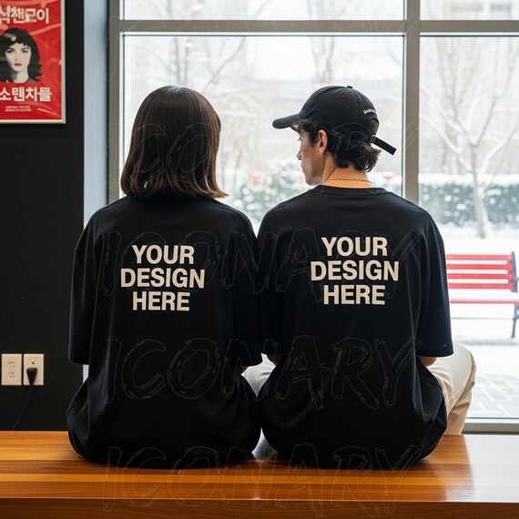Black Comfort Colors 1717 Mockup, Matching Comfort Colors, Couples Mockup Shirt, CC1717 Couples, 1717 Back Mockup Back Comfort Colors Mockup