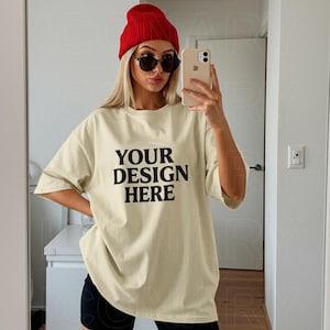 Ivory Comfort Colors 1717 Mockup C1717 Lifestyle Mock Tshirt Streetwear Mockup Pinterest Aesthetic Influencer Mockup Trendy Y2k Summer Shirt