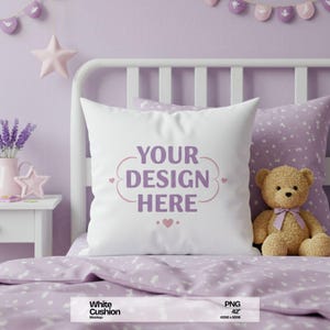 White cushion mockup. Girls bedroom mockup. Throw pillow mockup boys Mock up Pillow mock up. Cushion Mock up Digital mockup