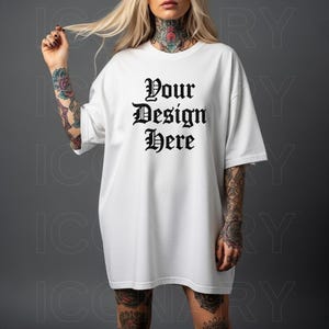 Comfort Colors C1717 White Shirt Mockup White T-shirt Mockup Female Model Mock C1717 Tshirt Model Mock Simple Neutral Aesthetic Mockup
