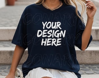 Navy Comfort Colors C1717 T-Shirt Mockup | Comfort Colors Tshirt mockup | Comfort Colors Mockups | Outdoor Trendy Summer | POD Mockups