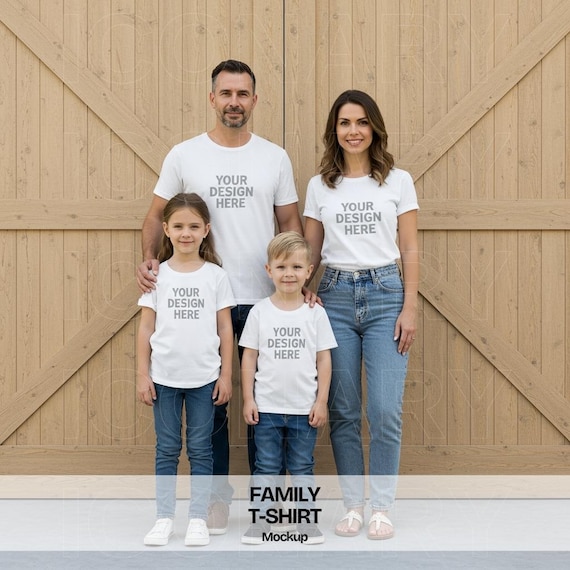 Family Mockup | Family Shirt Mockup | White Tshirt Mockup | Matching Family Bella Canvas 3001 Mockup White | Kids Shirt Mock Up