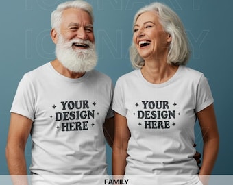 Senior Couple Shirt Mockup | White Bella Canvas 3001 Mockup T-Shirt | Grandma Mockup | Grandpa Mockup | Grandparents | Senior Mockup | Mom