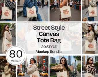 80x Canvas Tote Bag Mockup Bundle Natural Tote Bag Mockups Organic Bag Mockup Totes Mockup Economical Tote Bag Mockup Street Theme  Shopping