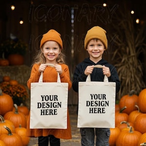 Halloween Bag Mockup Kids Girl Holding Trick or Treat Bag Mockup Shopping Tote Mock up Bag Mock Up Kid With White Canvas Bag Mock up